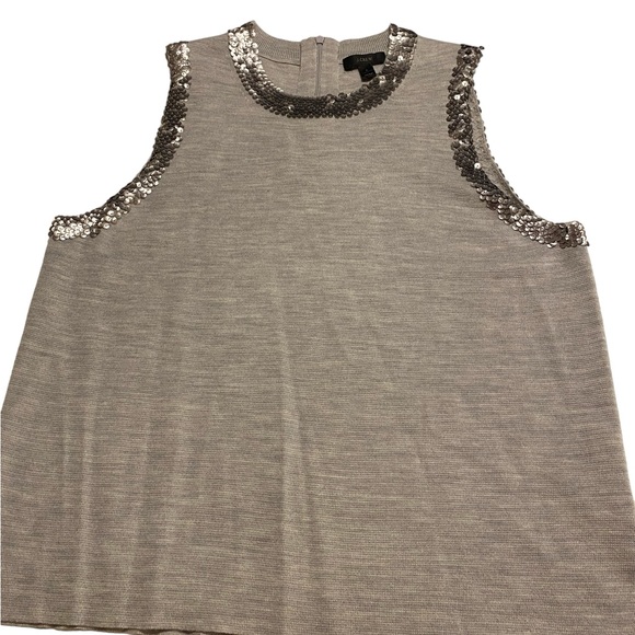 J. Crew sequin tank women’s sz Large 50% merino wool lightweight summer evening - Picture 4 of 7